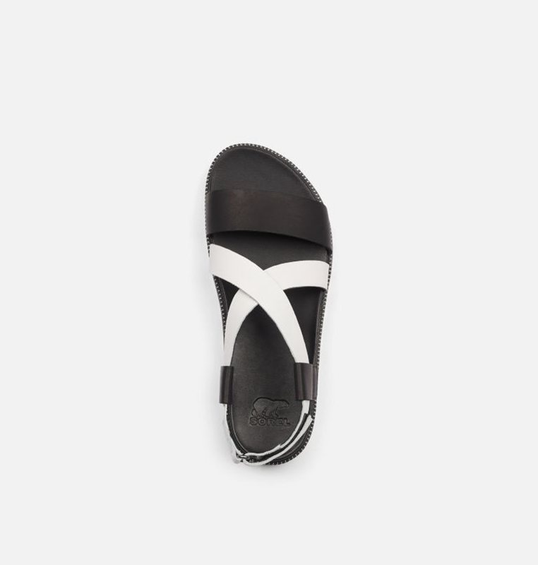 Sorel Roaming™ Criss Cross Flat - Womens Sandals Black/White - 734681POC